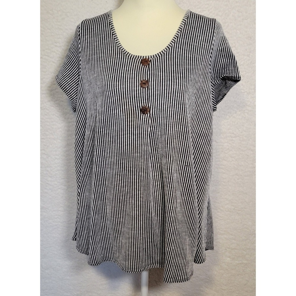Star Vixen Womens Top Size 3X Cap Sleeve Pullover Blouse Stripes 1663
